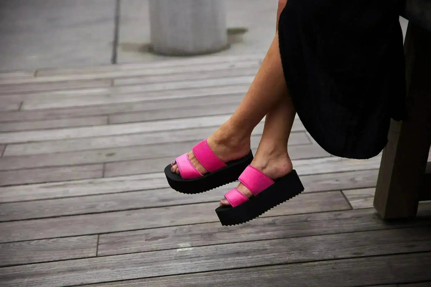 Women's Platform Sandal 2 Band Neon Pink