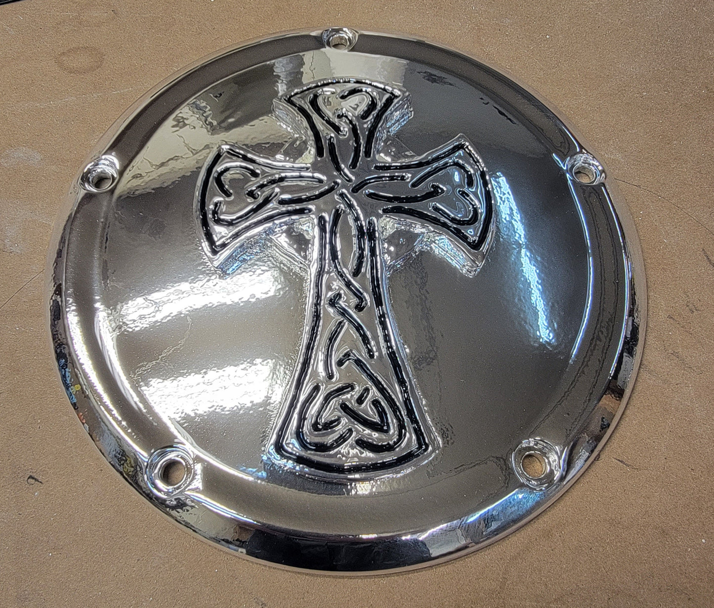 Chrome Celtic cross Derby Cover
