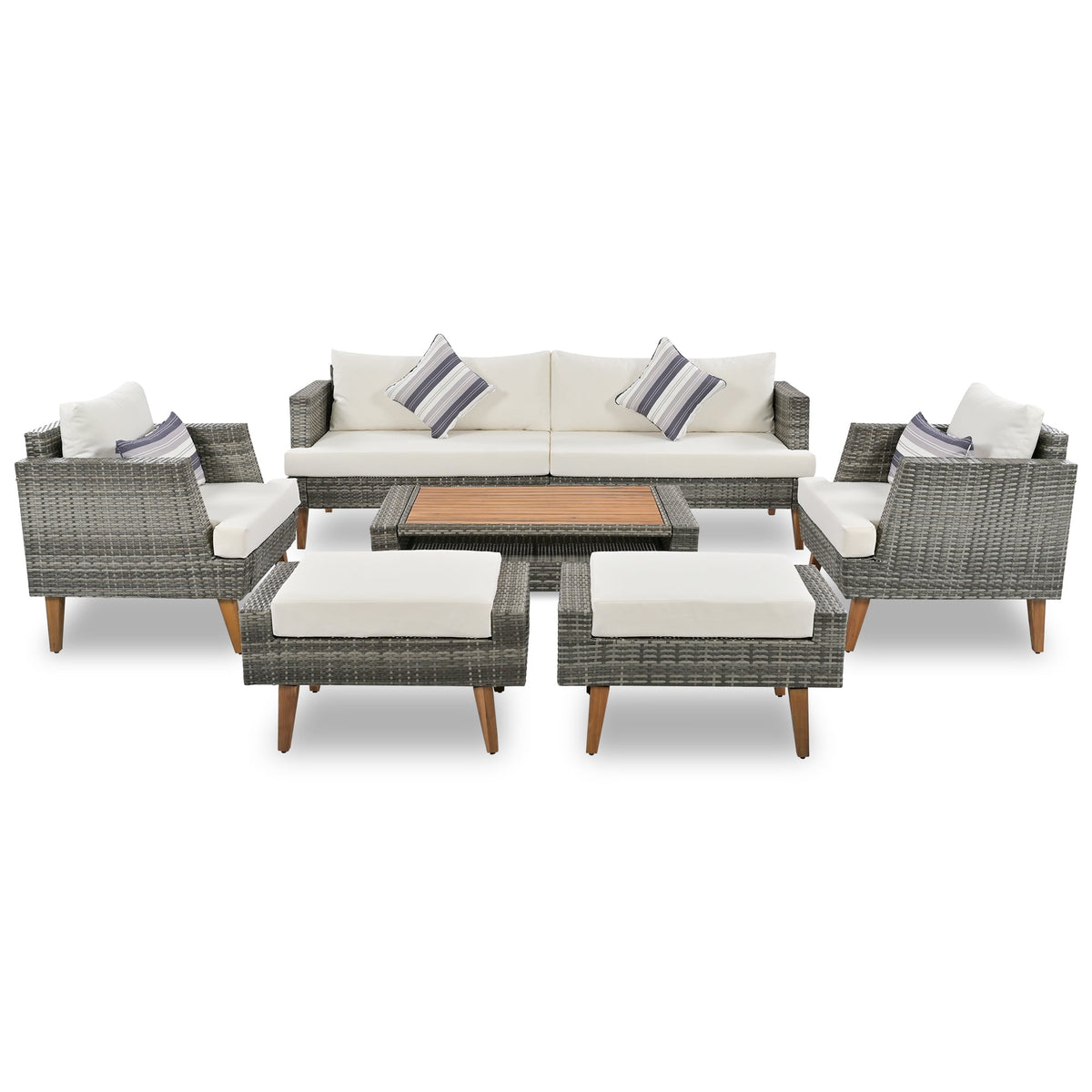 6-Piece All Weather PE Wicker Sofa Set