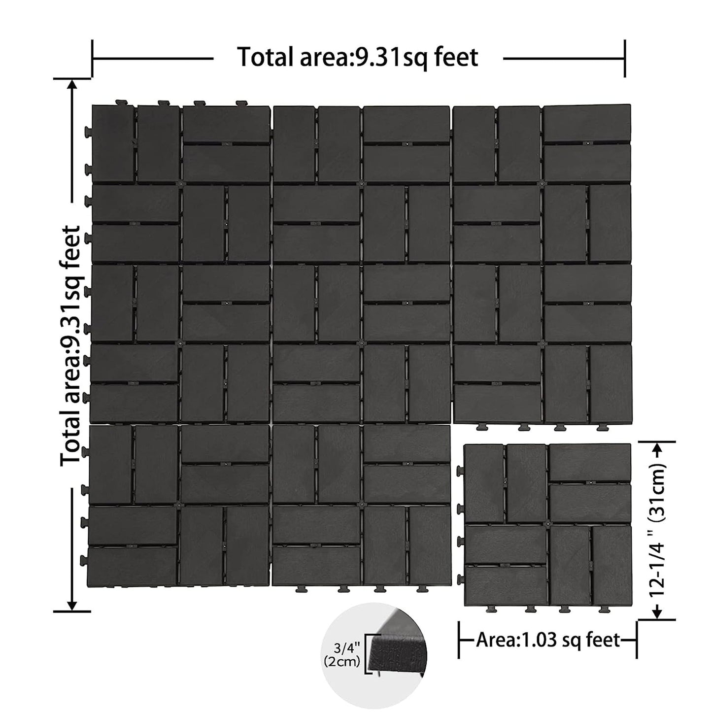 Patio Interlocking Deck Tiles - Gray Composite