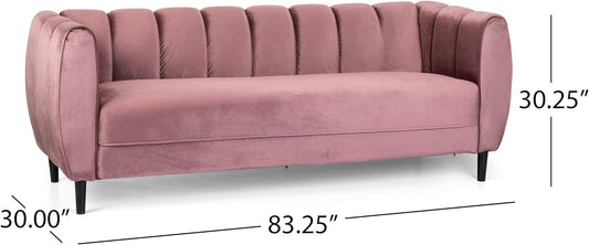 Miranda Velvet 3-Seater Sofa in Blush