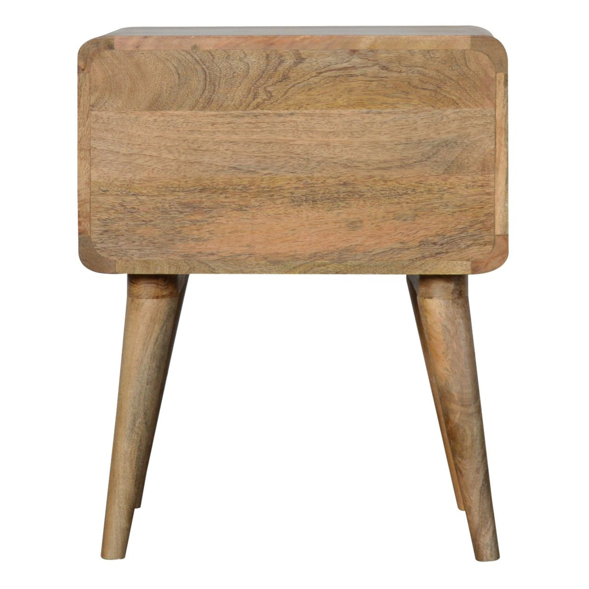 Solid Wood Curved Bedside, 2 Drawers, Oak-ish