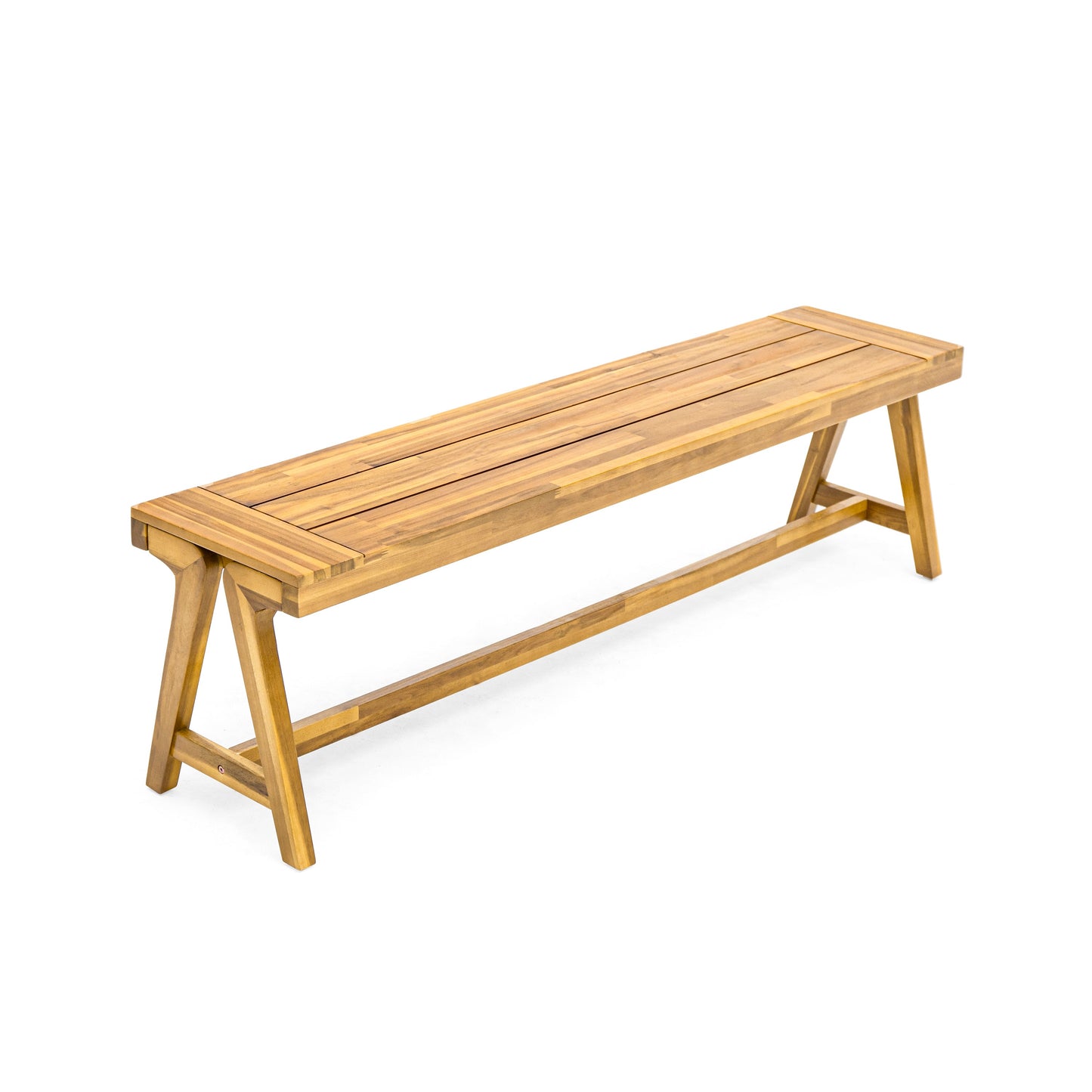 Outdoor Dining Benches (Set of 2) - Acacia Wood with Teak Finish