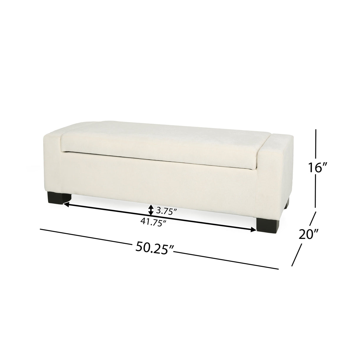 50" Ottoman Bench in Textured Fabric with Hidden Storage