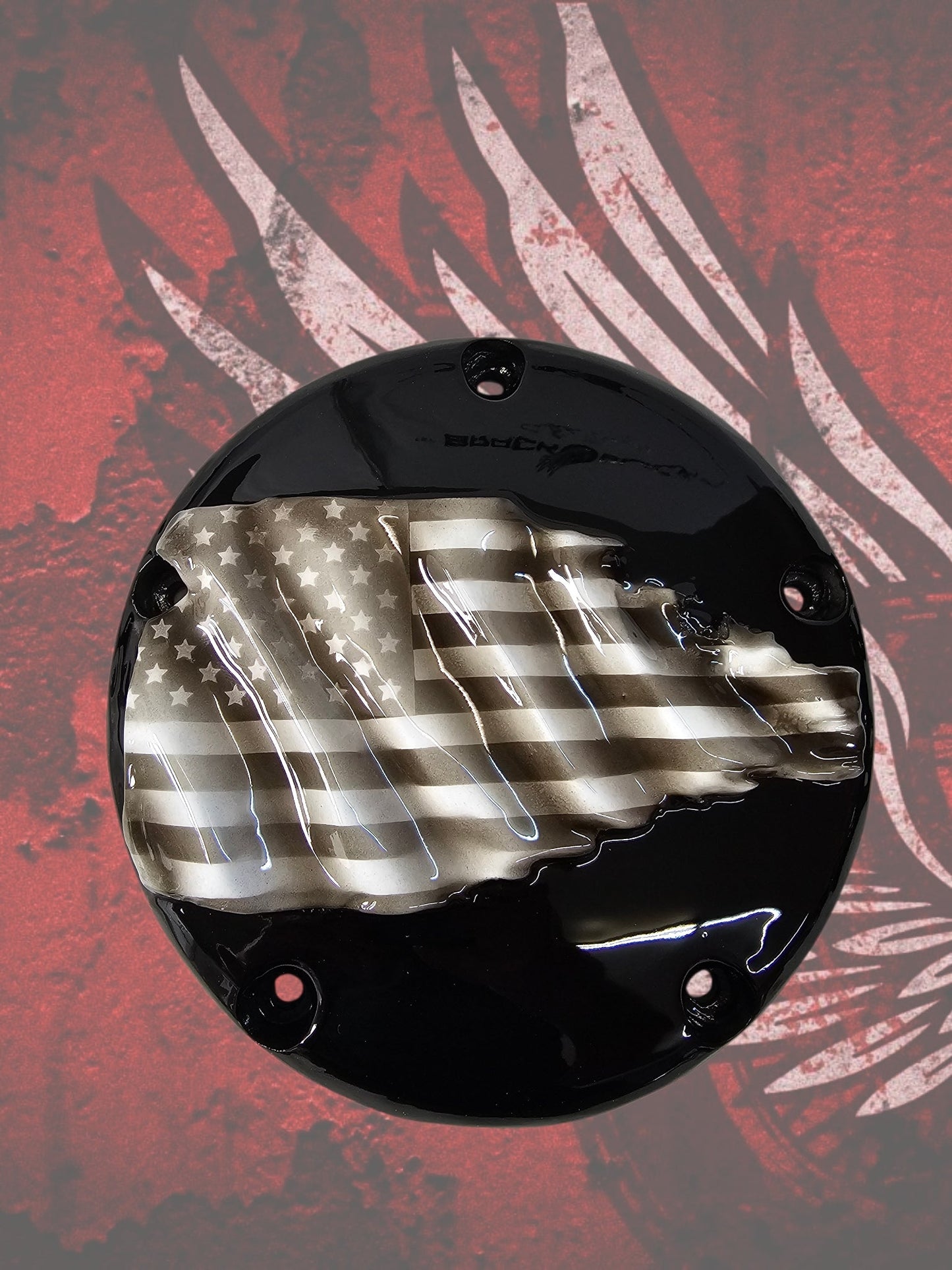 Tattered American Flag Harley derby cover