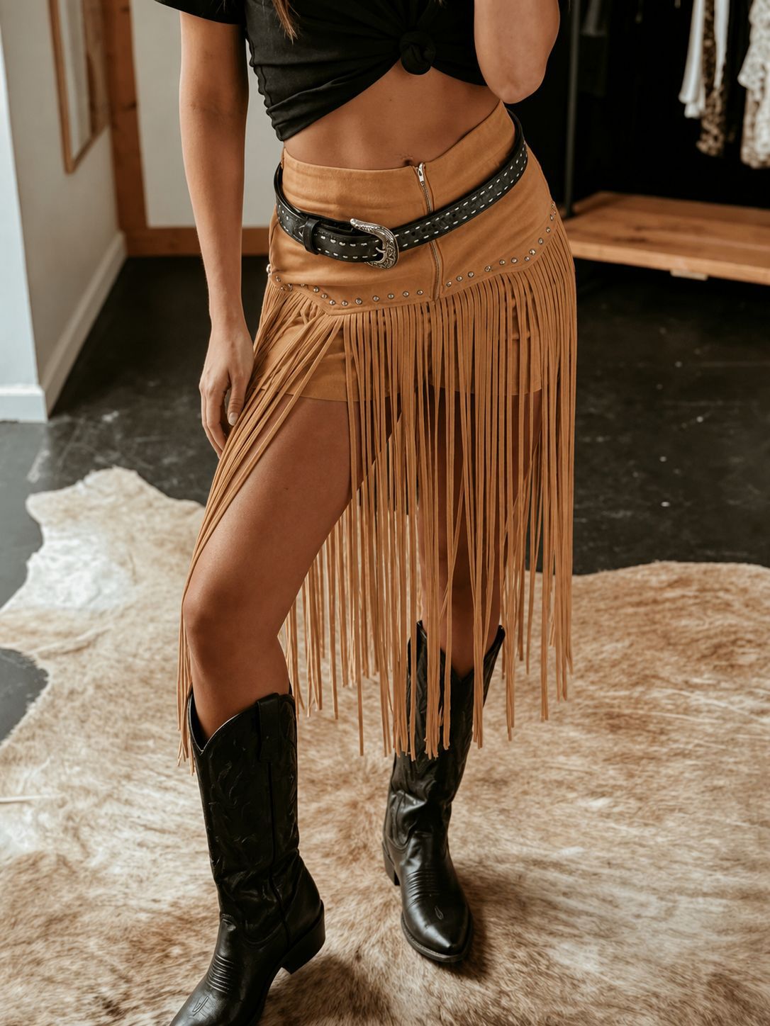 Womens Fashionable, Versatile Tassel High-waisted Shorts