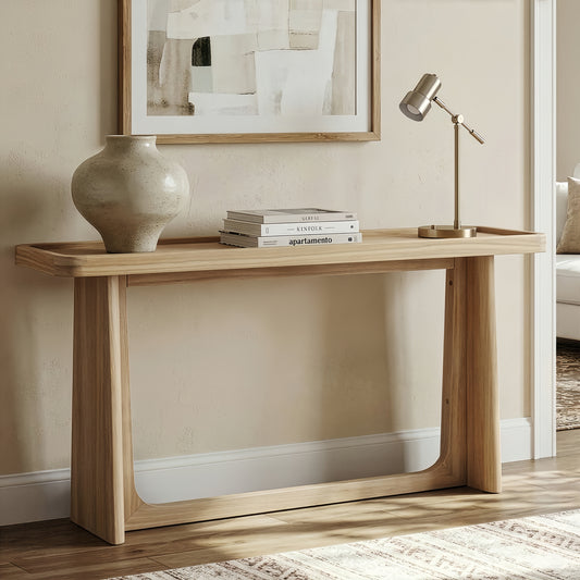 Farmhouse Console Table with Tray Top Design