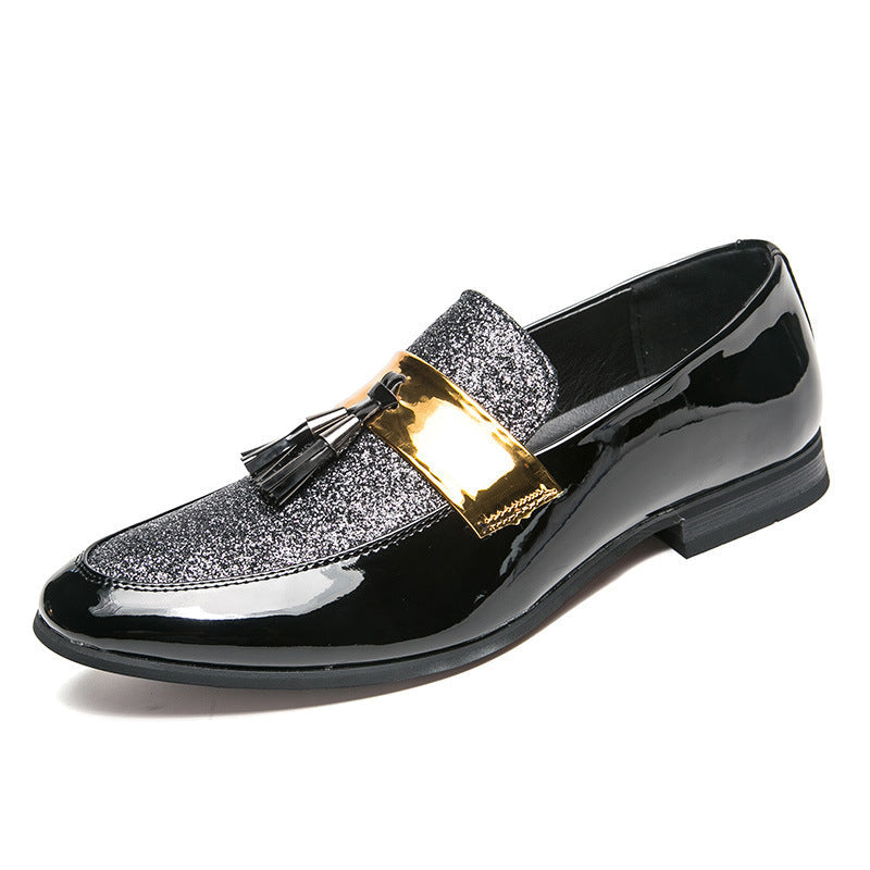 Hairstylist Male Shoe Club Pointed Tassel Foot Pedals Small Leather Shoes