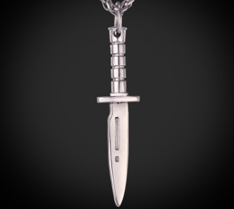 Men's Pendant Trinkets Europe and America Titanium Steel Stainless Steel Necklace Samurai Swords Electroplating Knife Gifts Foreign Trade