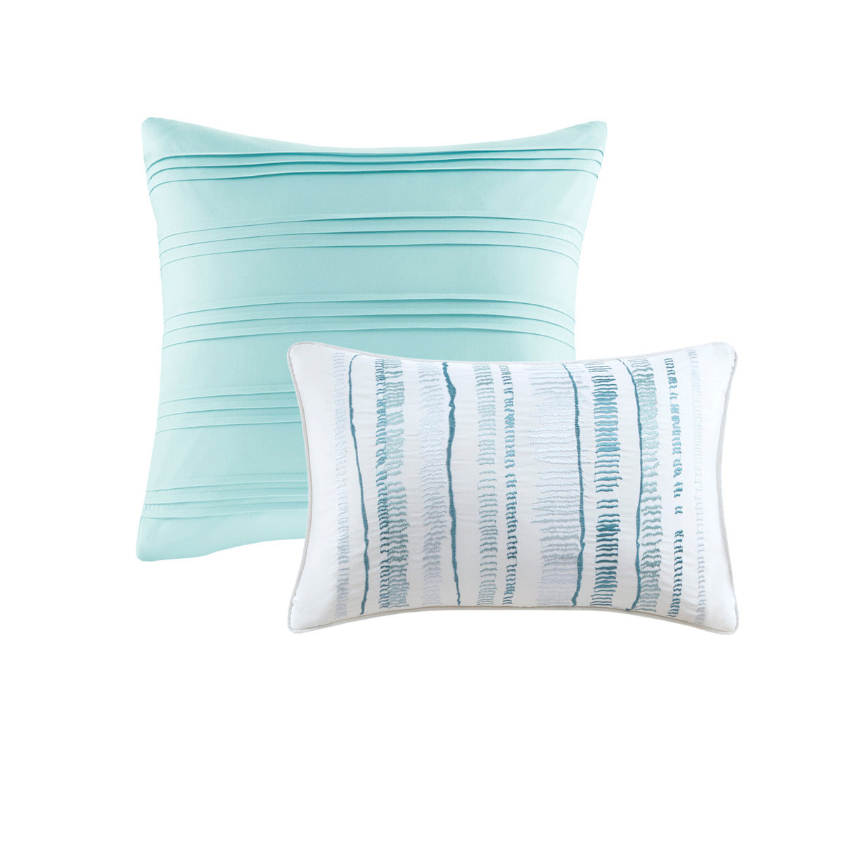 8 Piece Printed Seersucker Comforter and Quilt Set Collection Aqua Full/Queen