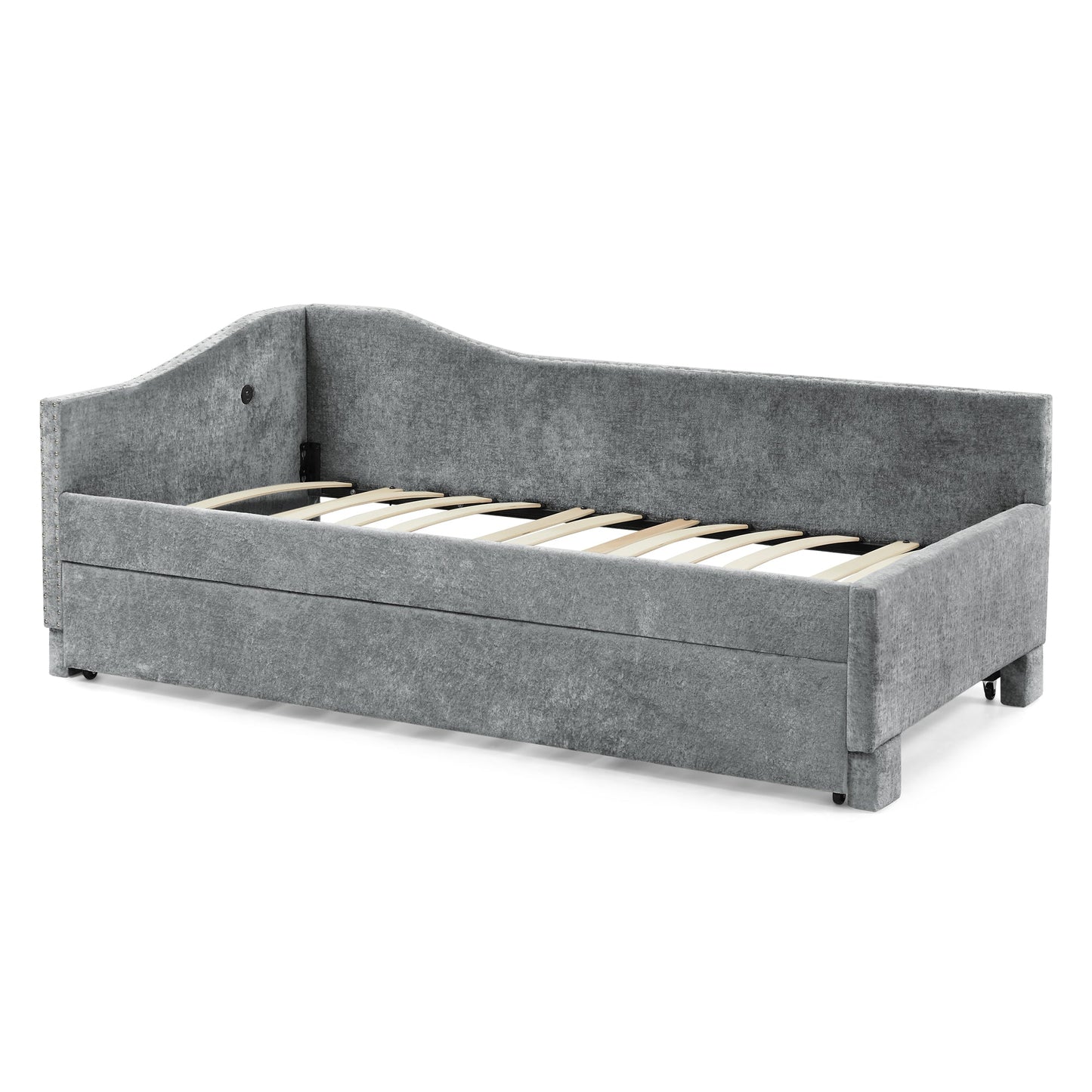 Full Size Curved Round Edge Padded Backrest Daybed