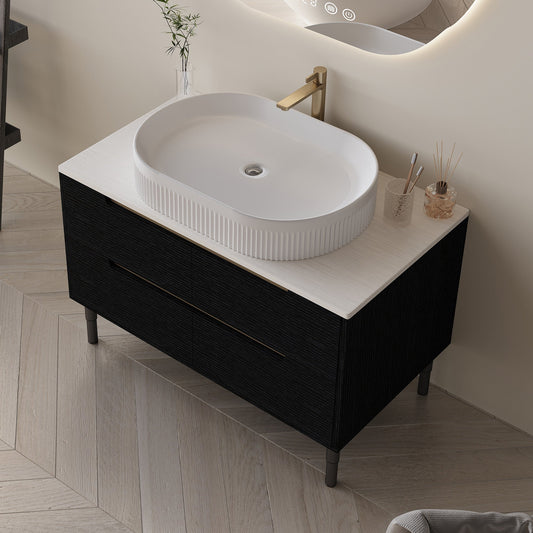 36 Inch Bathroom Vanity with Ceramic Integrated Sink & Soft-Close Drawers