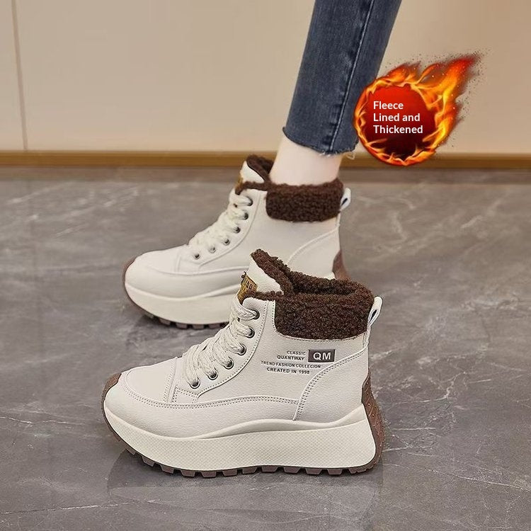 High-top Cotton Shoes With Thick Soles New Dad-style Kicks For Winter