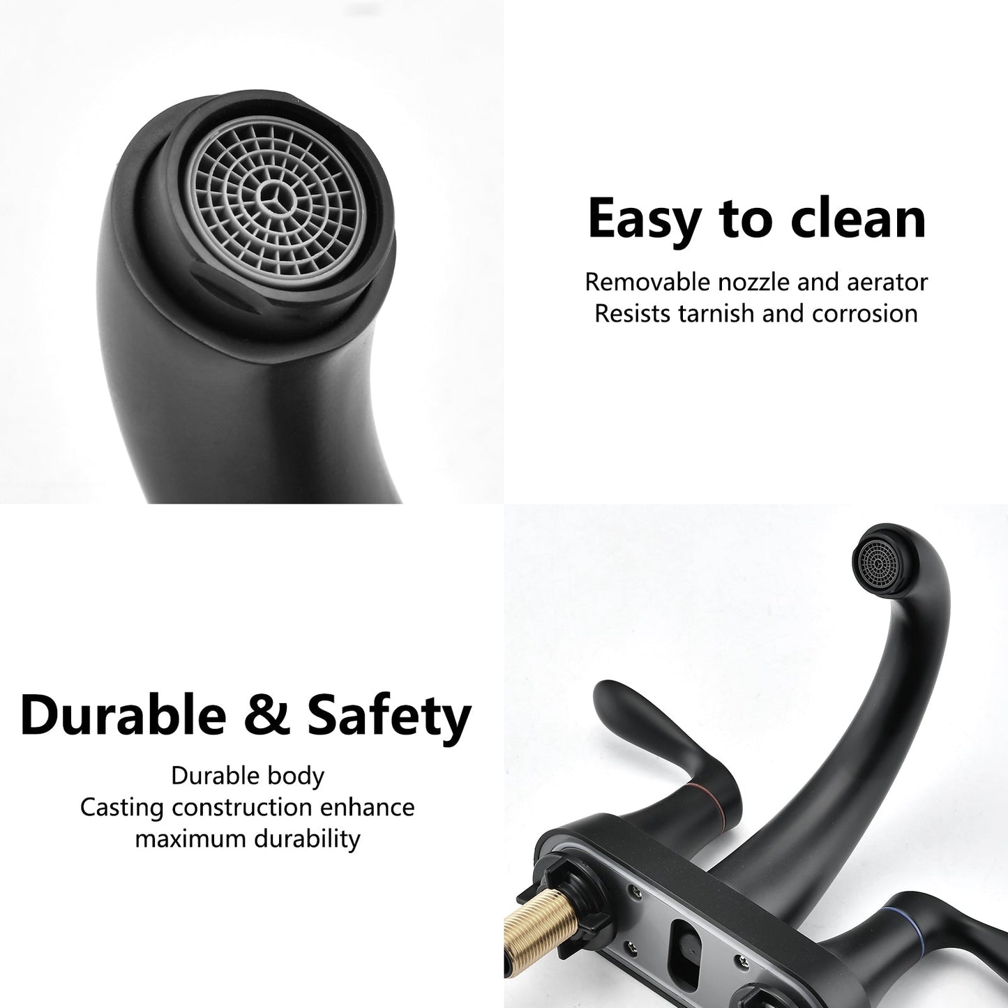 Two Handle 4 Inch Centerset Bathroom Sink Faucet with Pop-Up Drain, Matte