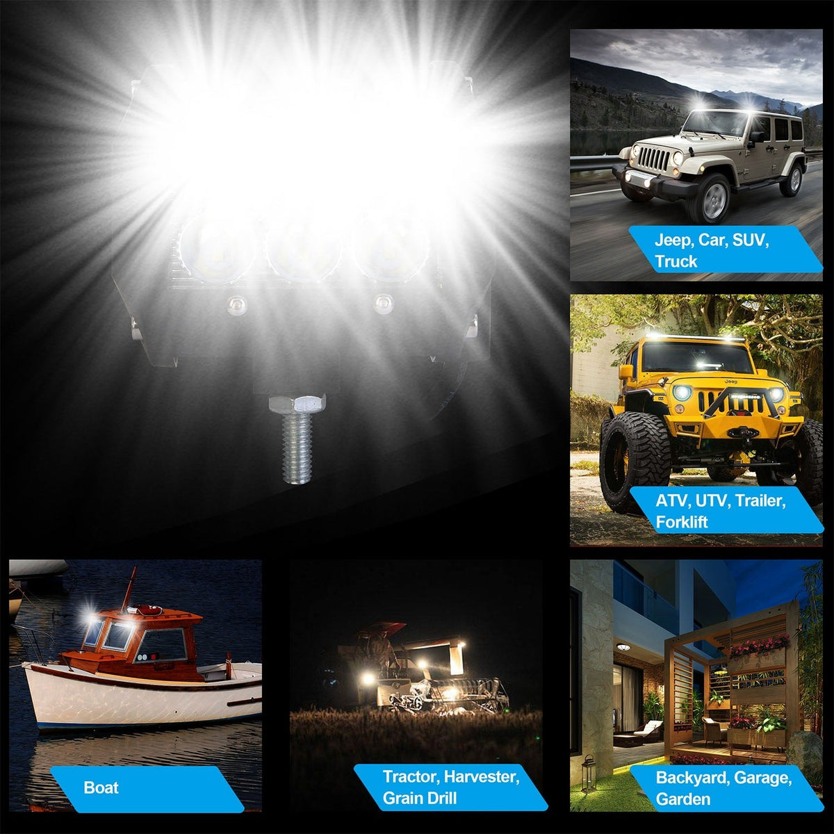 4 PCS 4Ó 18W Dual Row LED Waterproof Spot Light Pod Cube Light
