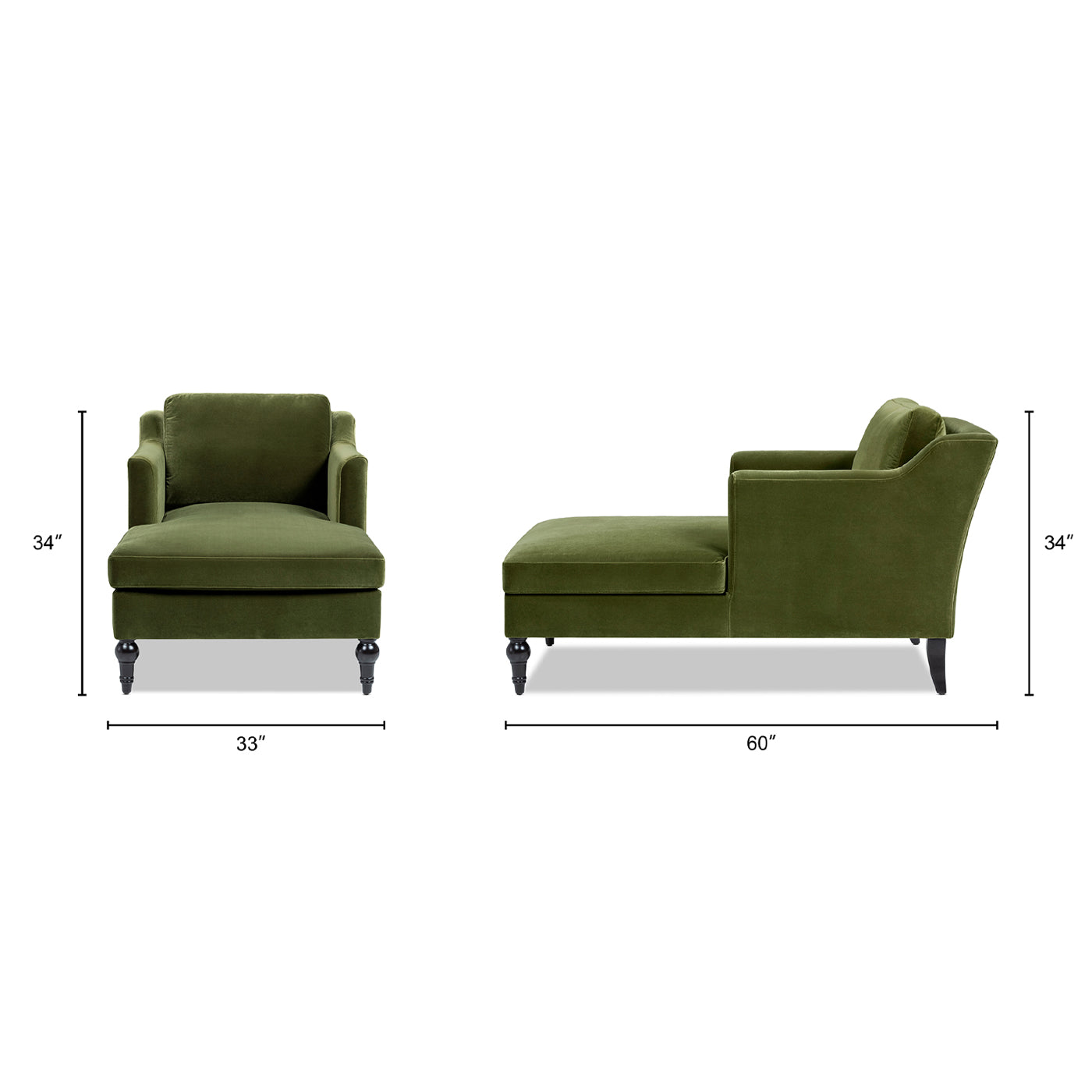 Josephine 60" Upholstered Chaise Lounge in Olive