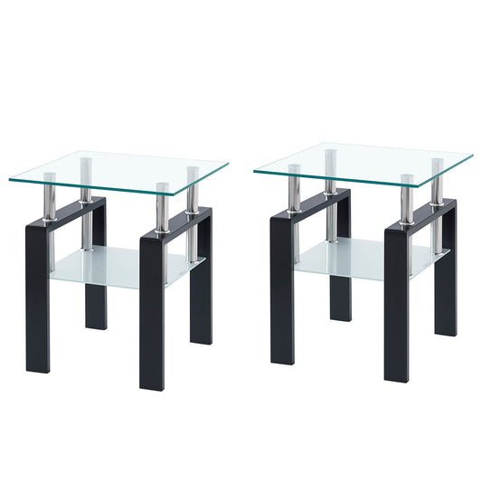 Luxury Modern Tempered Glass Coffee Table with 2 Layers