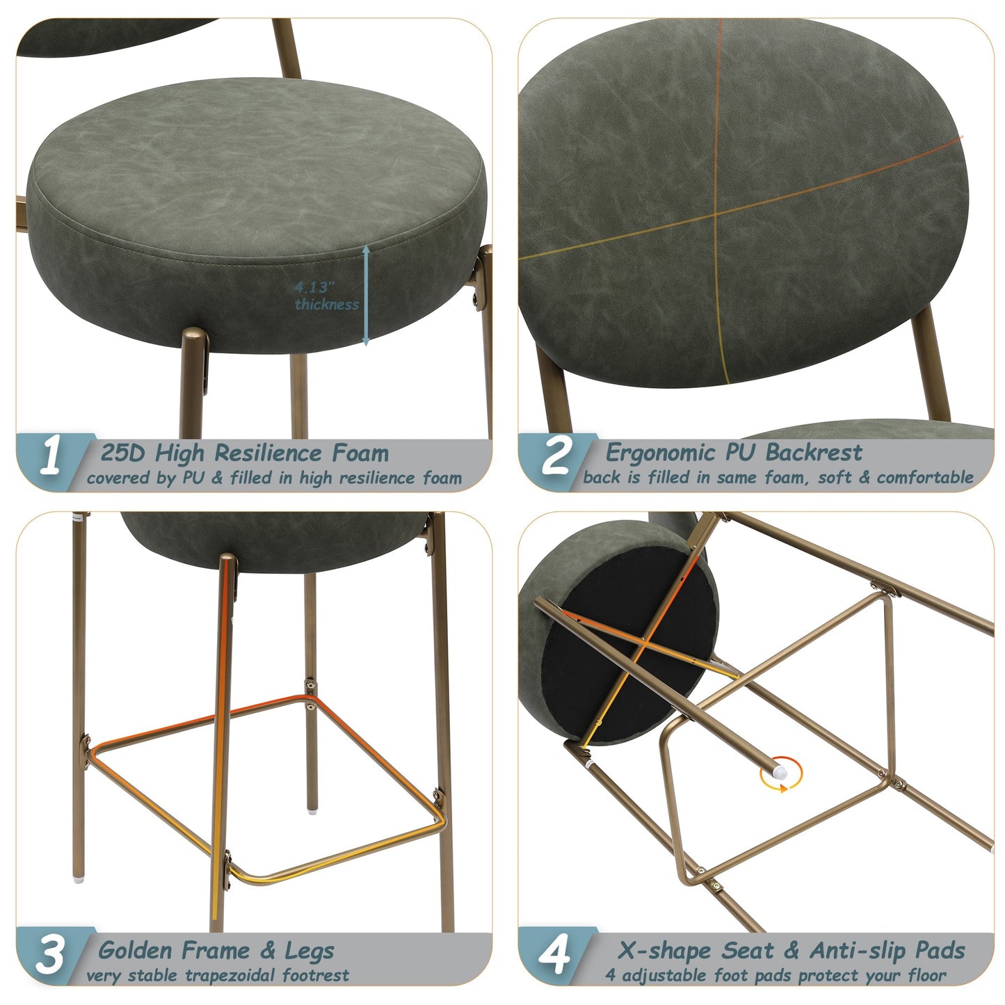 29'' H Upholstered Bar Stools Set of 2
