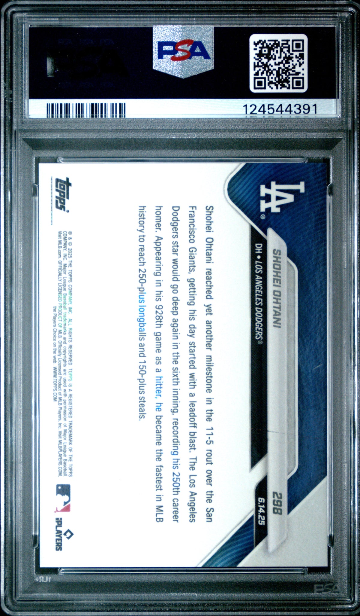 Graded 2025 Topps Now Shohei Ohtani #298 Baseball Card PSA 9 Mint