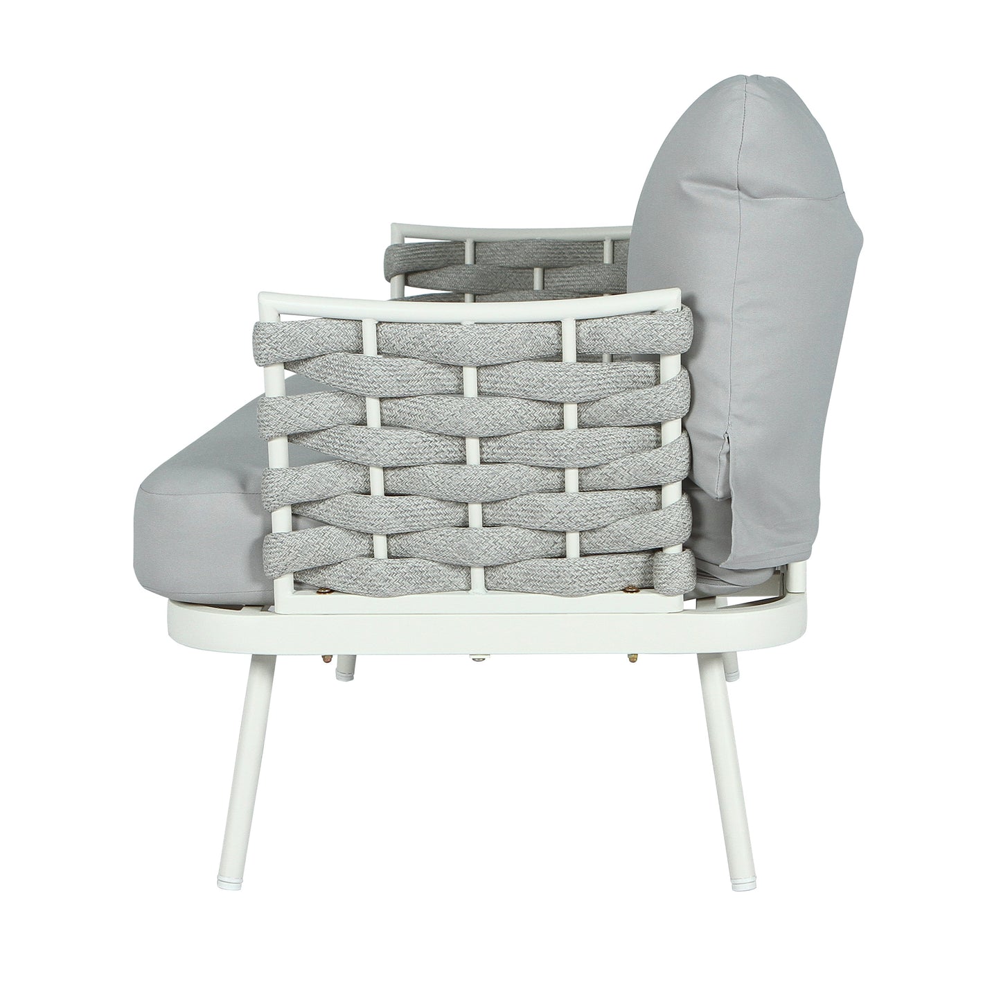 Mariano Steel 4-Pieces Conversation Set, Off White & Grey