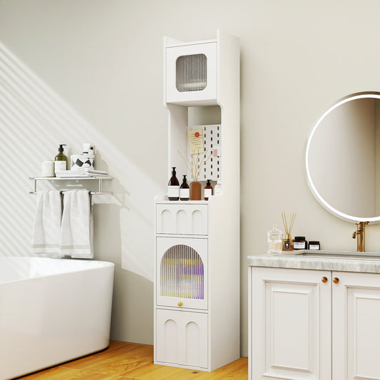 70.87" H Tall Bathroom Storage Cabinet with 1 Door and 2 Drawers