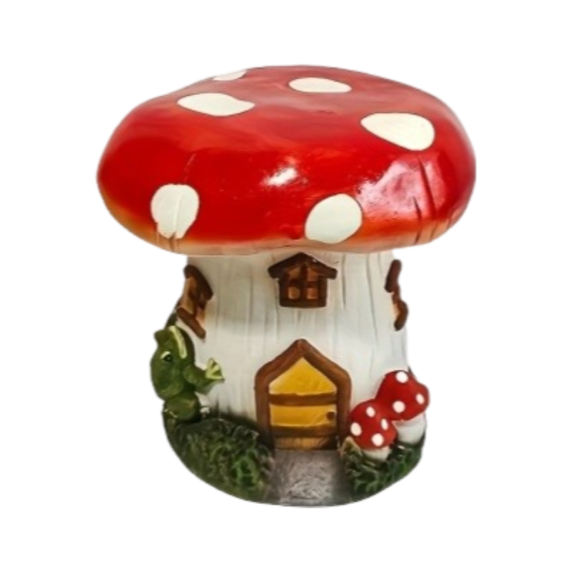 13.4" Mushroom House Garden Stool