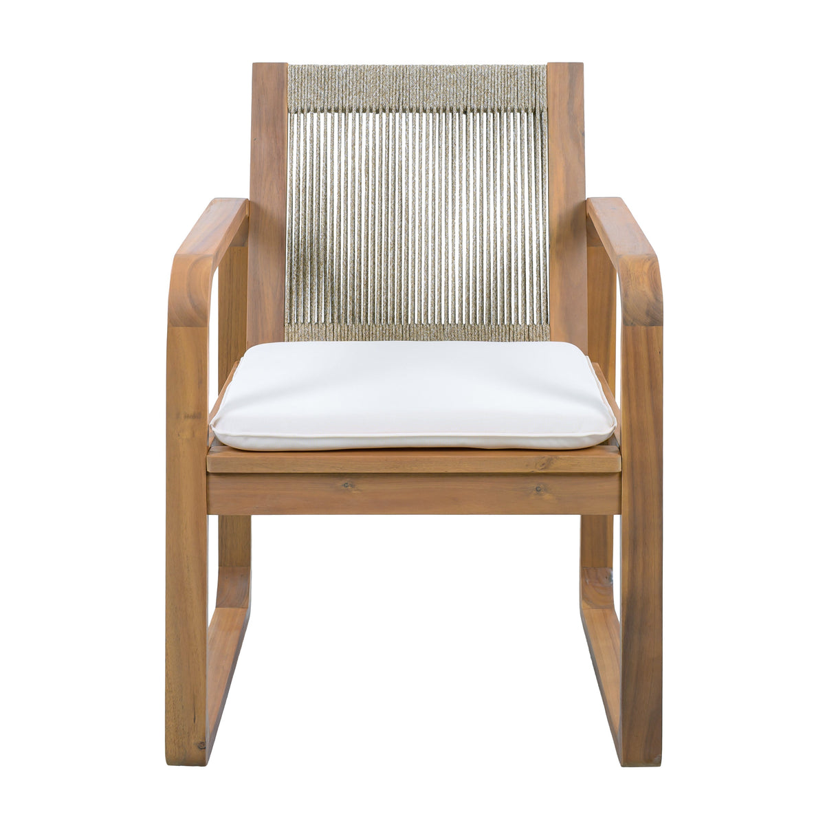2-Piece Outdoor Dining Chairs Set: Acacia Wood with Rope Back