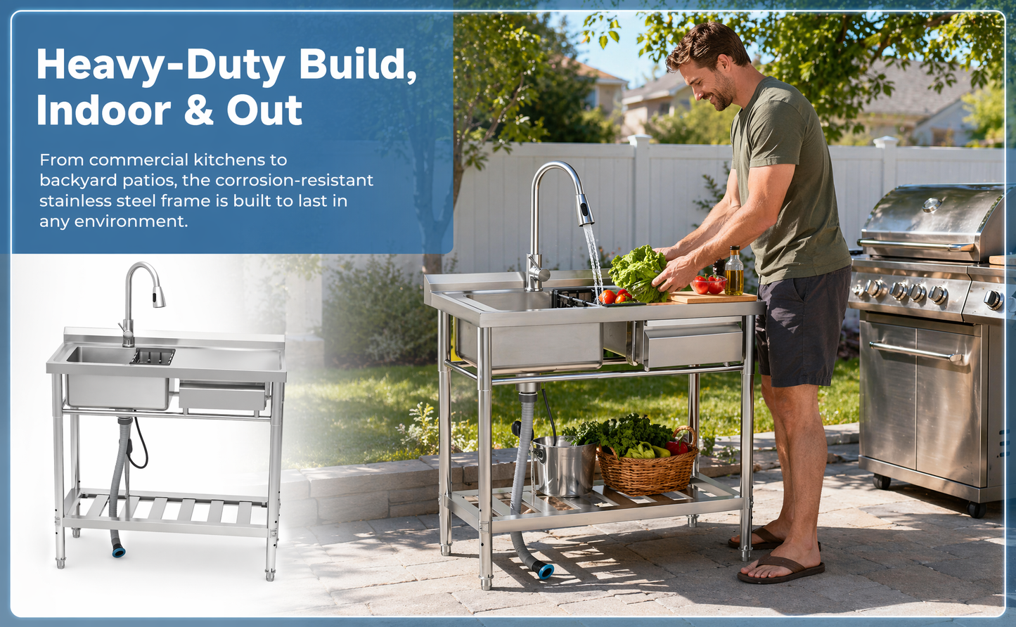 Stainless Steel Utility Sink, Freestanding Sink