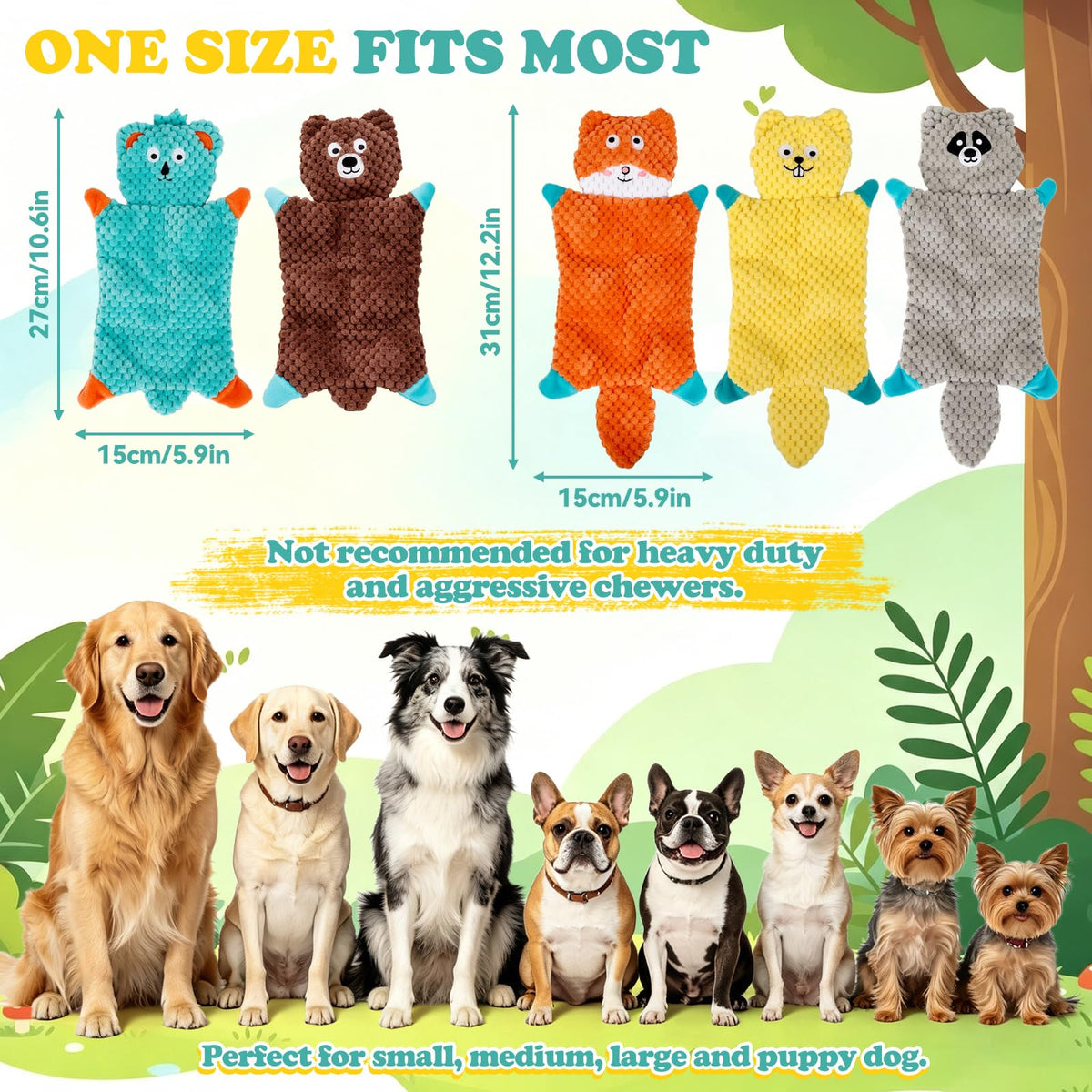 No Stuffing Squeaky Dog Toys For Samll Medium Large Breeds, 3 Pack Durable Plush Puppy Chew Toys For Teething And Boredom, Interactive Dog Toy To Keep Them Busy
