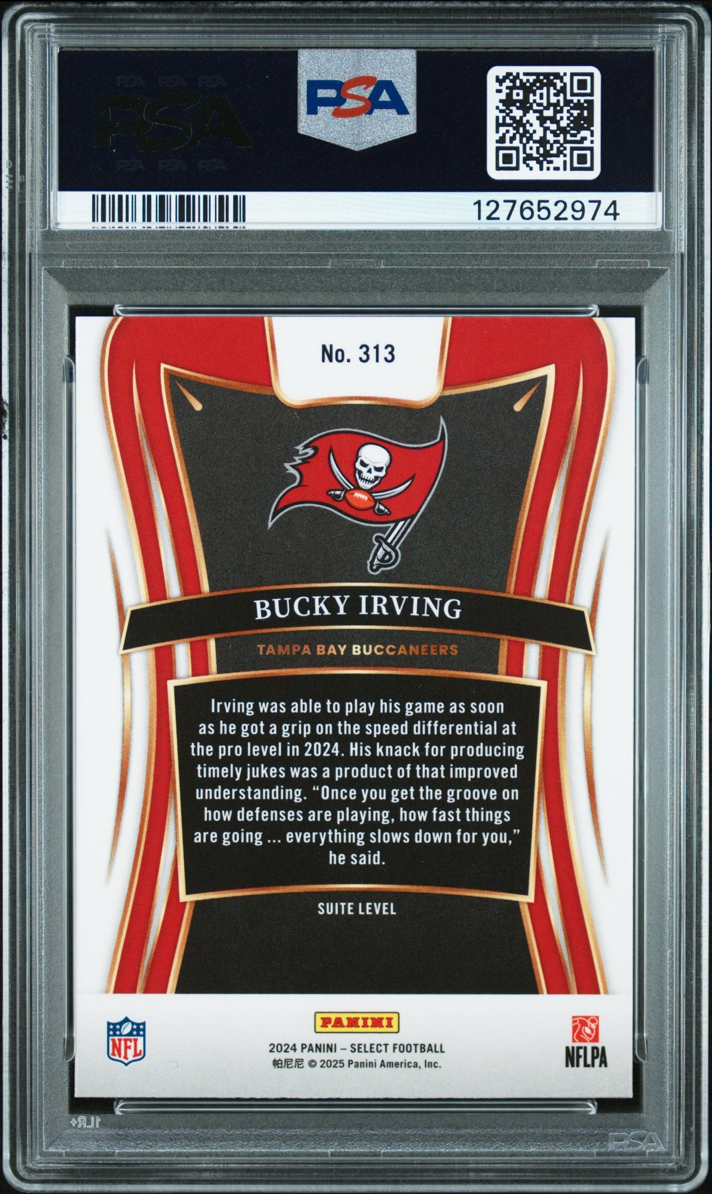 Graded 2024 Panini Select Bucky Irving #313 Rookie RC Football Card PSA 8 Near Mint