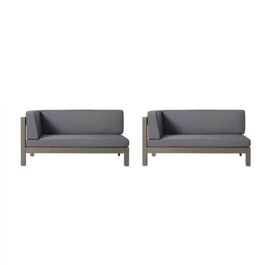 Aura 2 Piece Outdoor Set With X Back Left Bench And Corner - Dark Gray