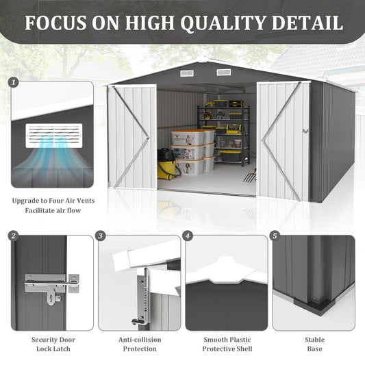 Campcraft Outdoor Storage Shed 10x14 FT with 3 Lockable Doors