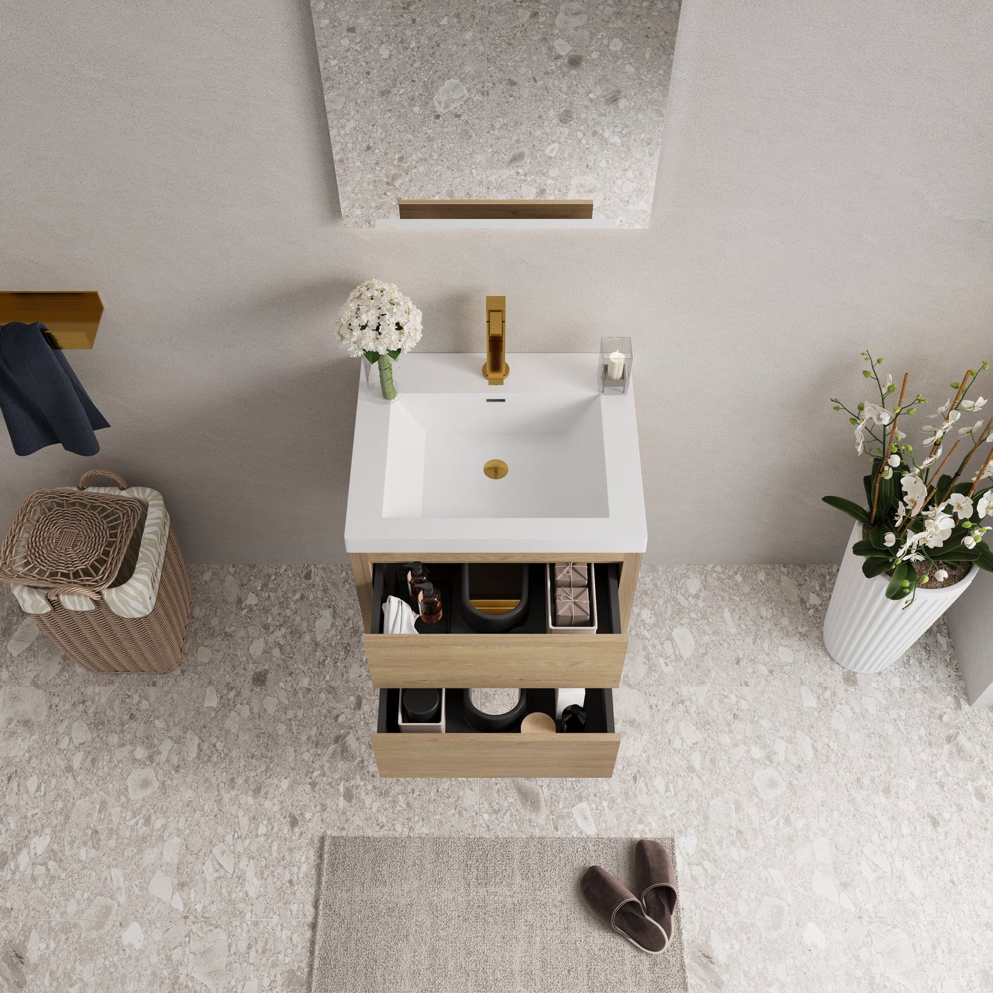24" Wall-Mounted Bathroom Vanity with Sink