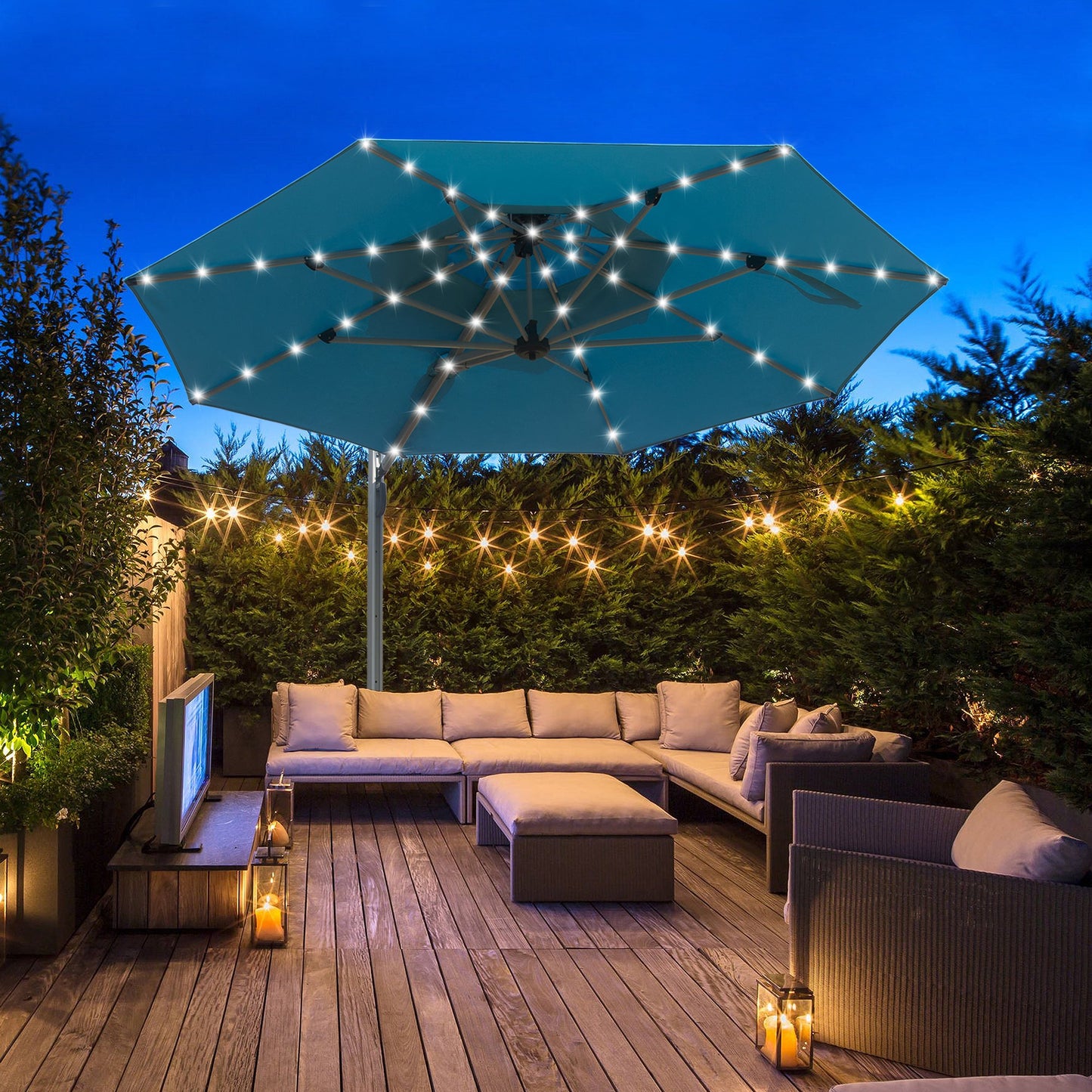 Round Cantilever Umbrella with Center Pole, Lake