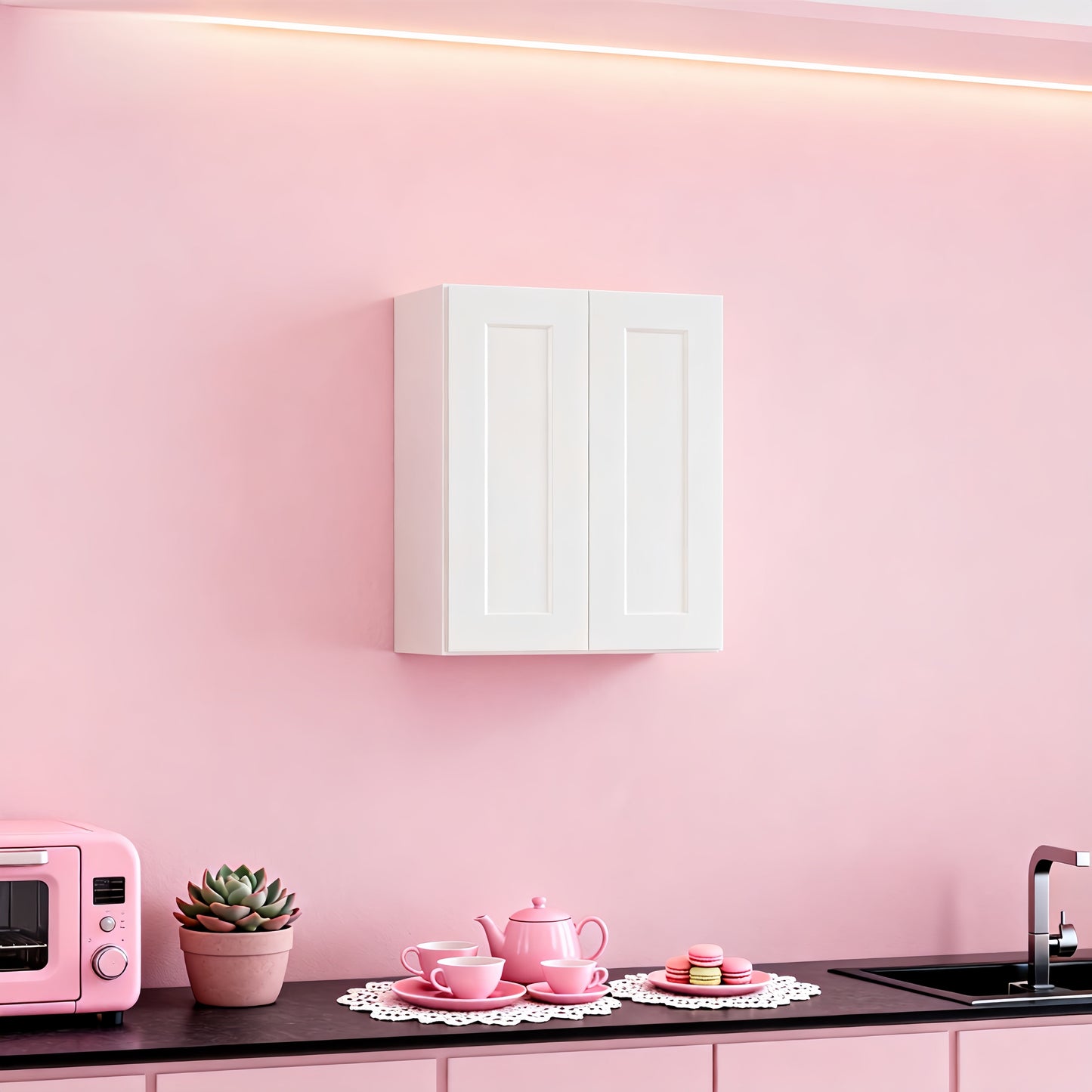 White Shaker Solid Wood Wall Cabinet with Soft-Close Doors