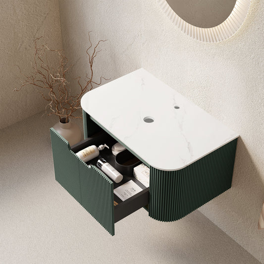DINA 30" Wall Mounted Plywood Cabinet with Carrara