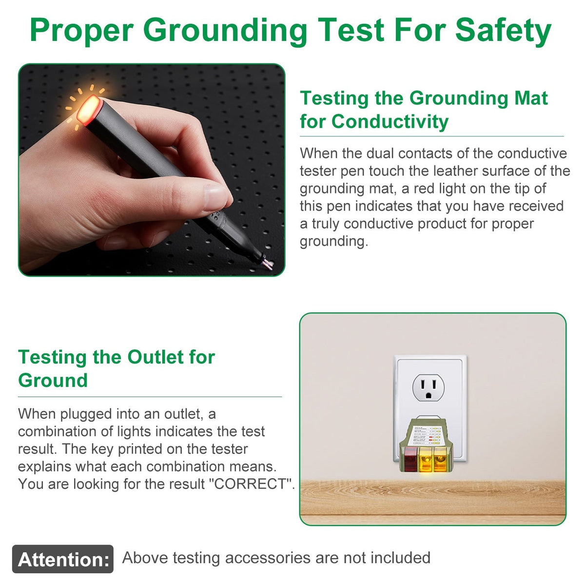 Grounding Mat for Desk or Bed with 15FT Cord, Anti-Slip PU Leather