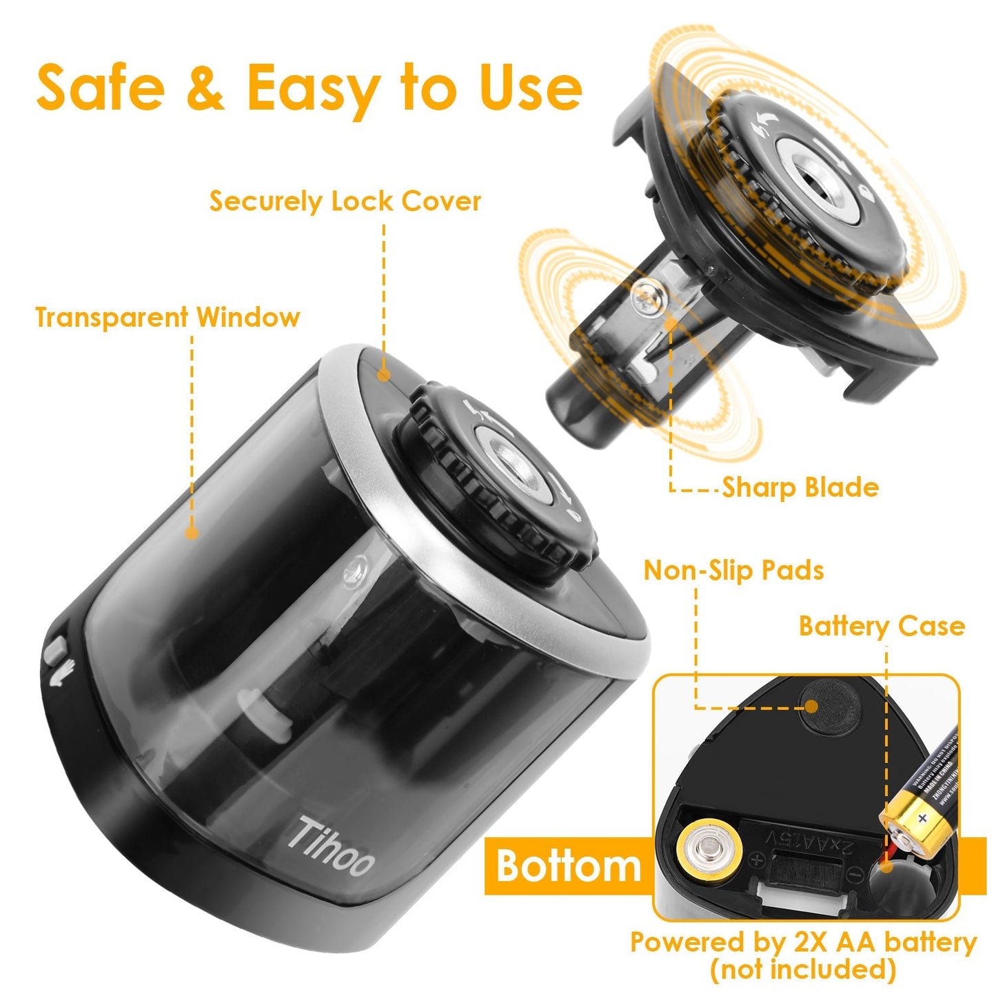 Electric Pencil Sharpener Auto Manual Pencil Sharpener Pencil Sharpener Battery Powered Pencil Sharpener Portable Pencil Sharpener for Wood Graphite