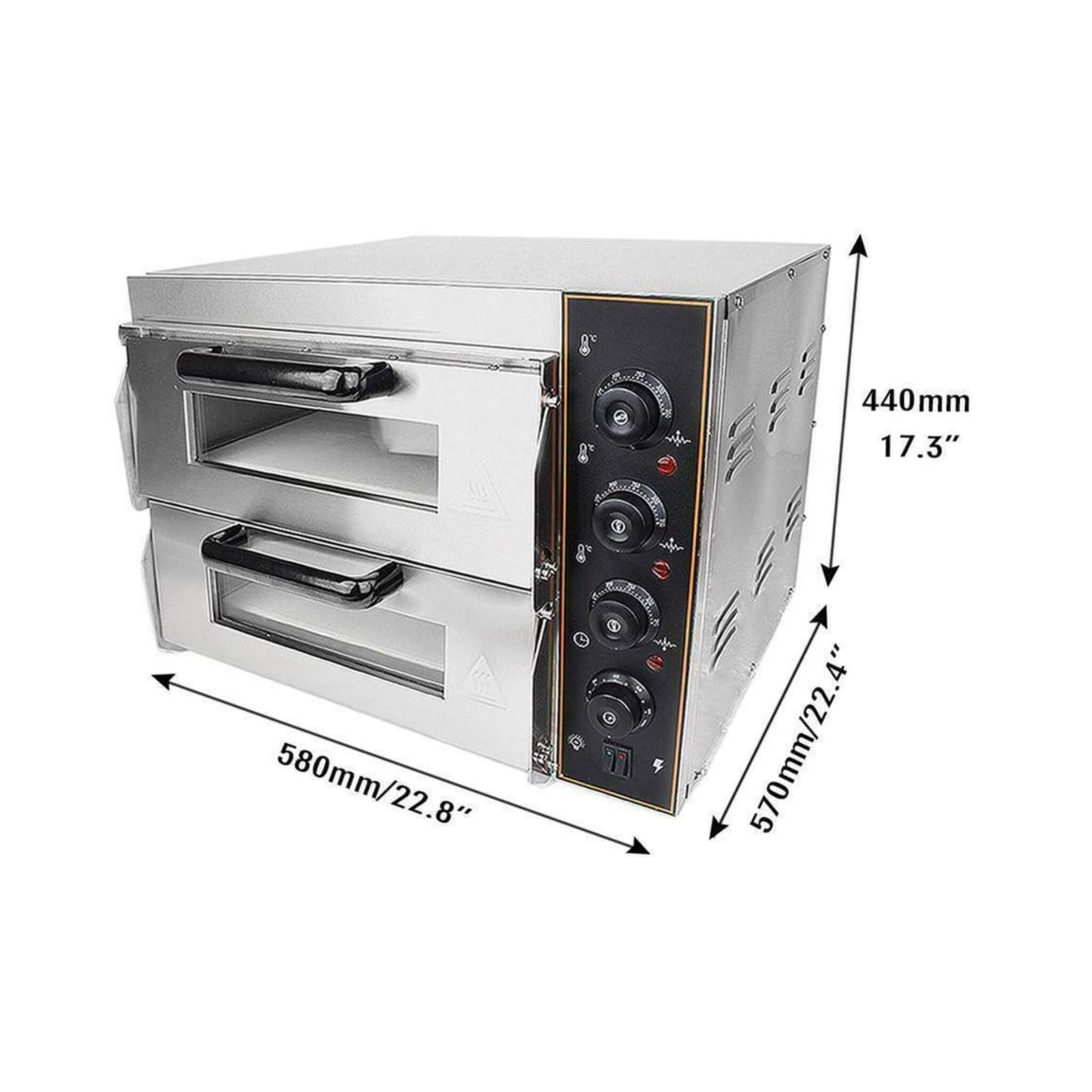 Heavy-Duty 3KW Electric Commercial Stainless Steel Double Deck Pizza Oven (SAK81427)