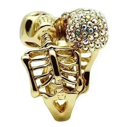 3W007 - Gold White Metal Ring with Top Grade Crystal in Aurora