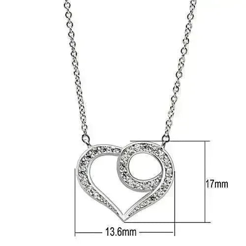 3W075 - Rhodium Brass Necklace with AAA Grade CZ in Clear