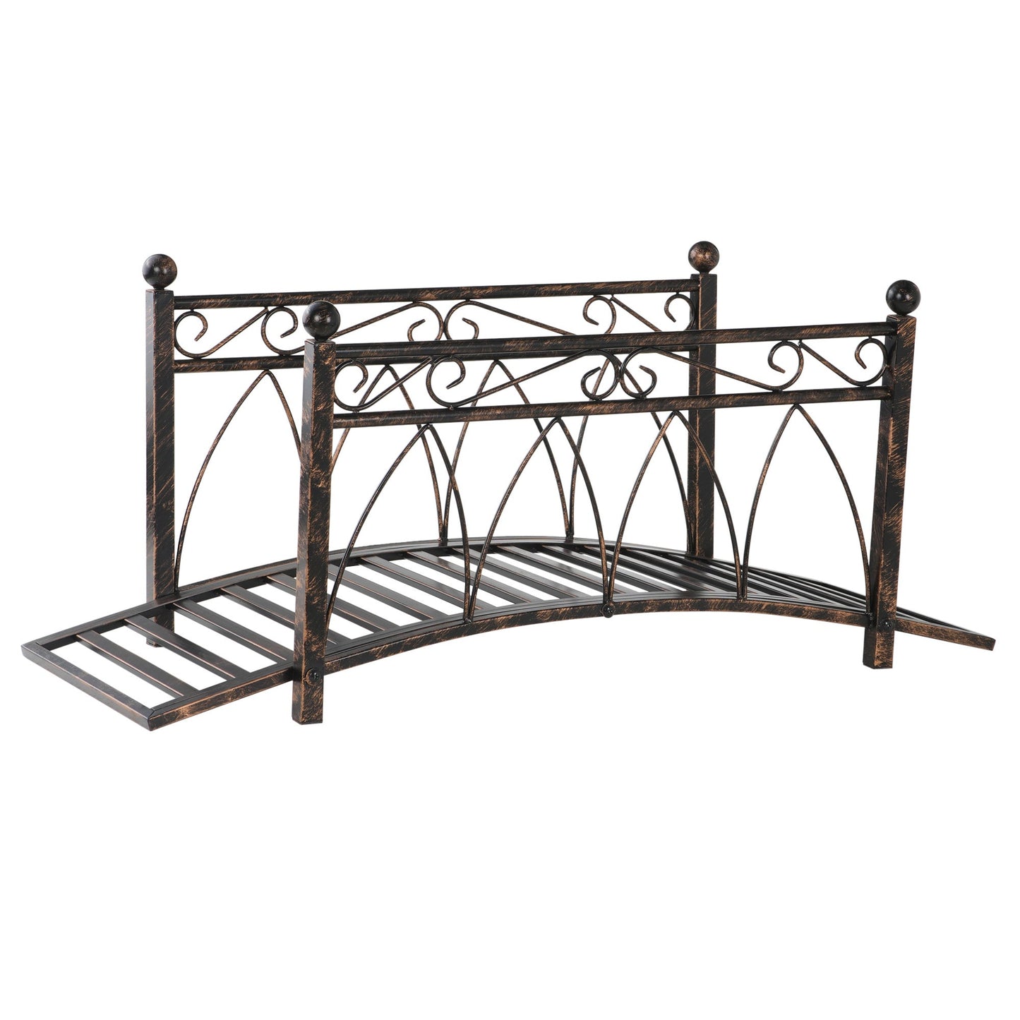 Outsunny 3.3' Metal Arch Zen Garden Bridge with Safety Siderails