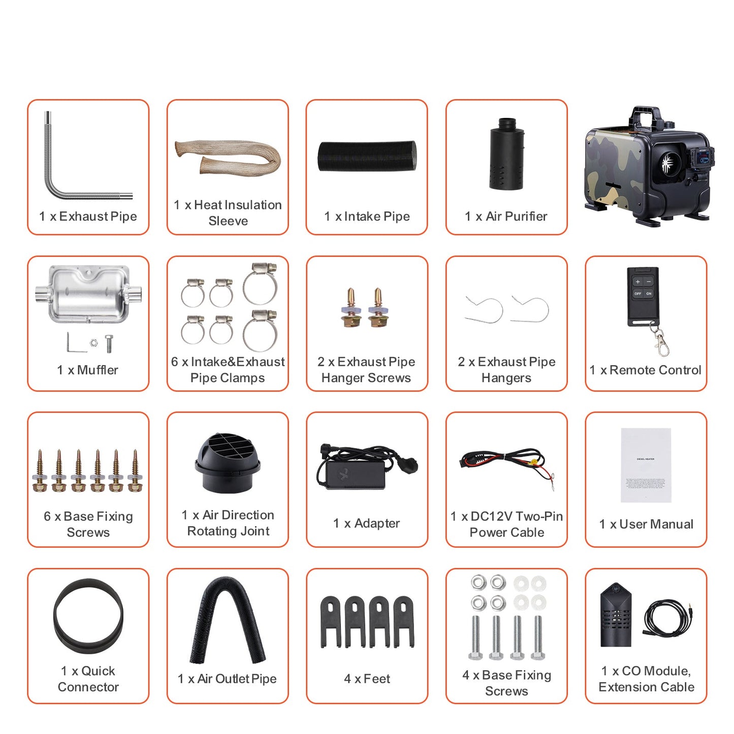 Diesel Air Heater 8KW 12V/24V Bluetooth APP Remote Control