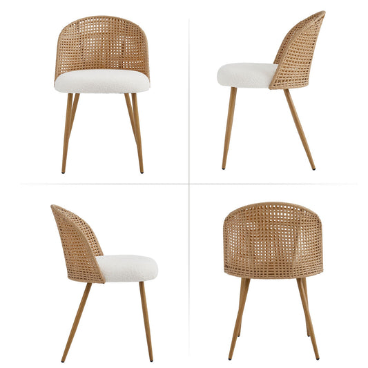Round Wooden Dining Table + 4 Chairs Set