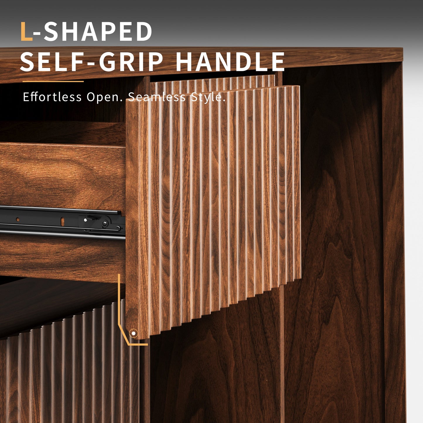 51" Fluted Bar Cabinet with Fridge Space and Wine Glass Rack