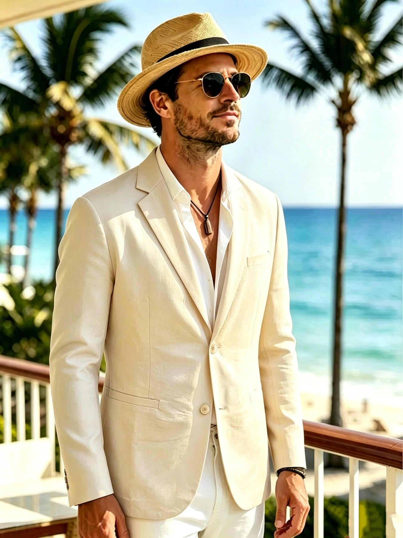 Mens Thin Casual Linen Business Suit Jacket
