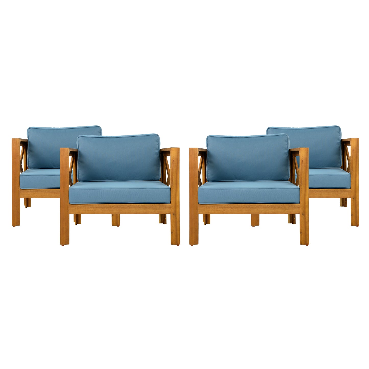 Patio Conversation Set, Outdoor Wood Conversation Seat (Set of 2)