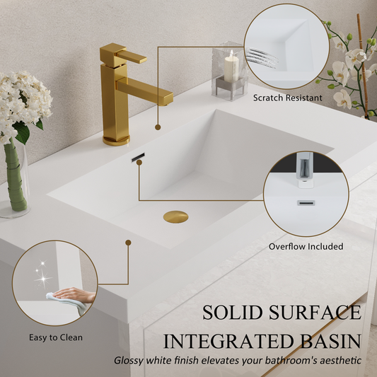 36" Freestanding Bathroom Vanity with Sink and Storage Cabinet