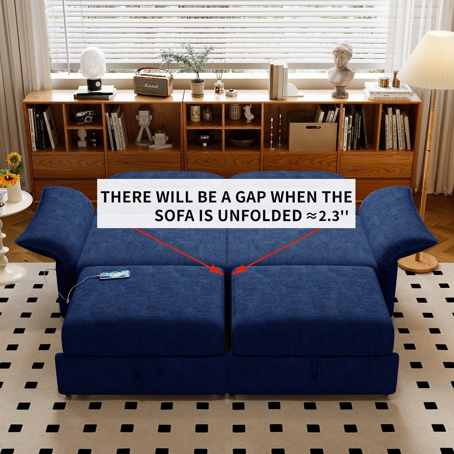 Multi-Functional 85-Inch Convertible Sofa Bed