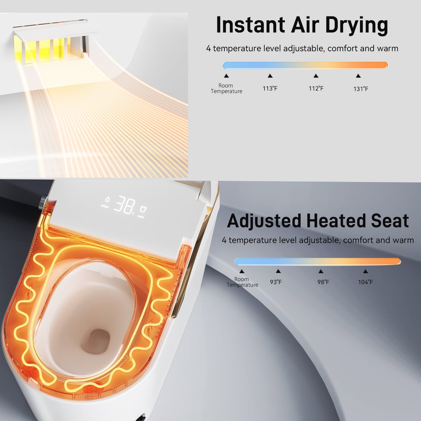 Modern Smart Toilet With Bidet, Auto Flush, Heated Seat, and More
